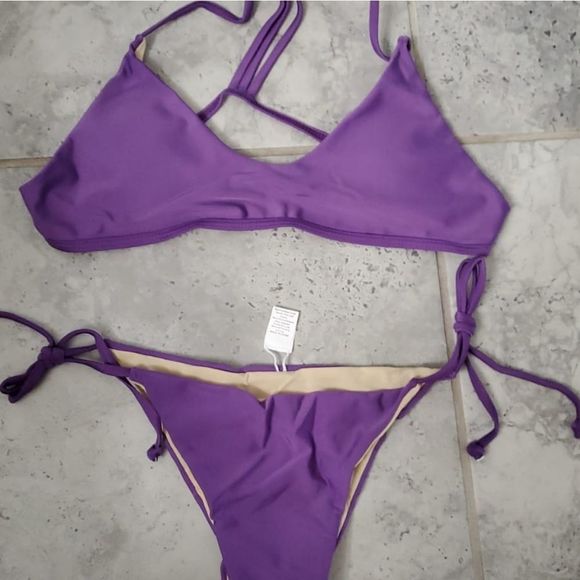 Women Bandage Solid Color Bikini Set Push-Up Bra B - Picture 2 of 2